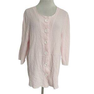 Lulu-B Size Large  Top Blouse Crinkle Boho Lagenlook Artsy Pink